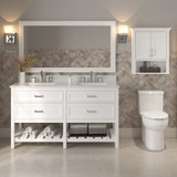 Foremost  LSWVT6122D-QIW Lawson 61" White Vanity Cabinet with Iced White Quartz Sink Top