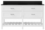 Foremost  LSWVT6122D-BGR Lawson 61" White Vanity Cabinet with Black Galaxy Granite Sink Top