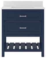 Foremost  LSBVT3122D-QIW Lawson 31" Aegean Blue Vanity Cabinet with Iced White Quartz Sink Top