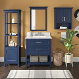 Foremost  LSBVT3122D-QSW Lawson 31" Aegean Blue Vanity Cabinet with Snow White Quartz Sink Top