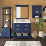 Foremost  LSBVT3722D-QIW Lawson 37" Aegean Blue Vanity Cabinet with Iced White Quartz Sink Top