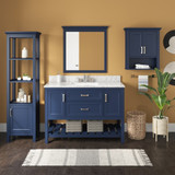 Foremost  LSBVT4922D-CWR Lawson 49" Aegean Blue Vanity Cabinet with Carrara White Marble Sink Top