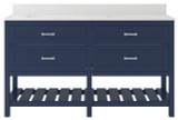 Foremost  LSBVT6122D-QIW Lawson 61" Aegean Blue Vanity Cabinet with Iced White Quartz Sink Top