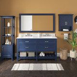 Foremost  LSBVT6122D-QIW Lawson 61" Aegean Blue Vanity Cabinet with Iced White Quartz Sink Top