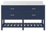 Foremost  LSBVT6122D-QSW Lawson 61" Aegean Blue Vanity Cabinet with Snow White Quartz Sink Top