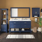 Foremost  LSBVT6122D-RG Lawson 61" Aegean Blue Vanity Cabinet with Rushmore Grey Granite Sink Top