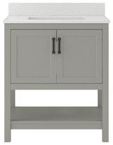 Foremost  HOGVT3122-QIW Hollis 31" Grey Vanity Cabinet with Iced White Quartz Sink Top
