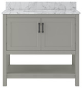 Foremost  HOGVT3722-CWR Hollis 37" Grey Vanity Cabinet with Carrara White Marble Sink Top
