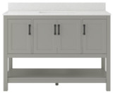 Foremost  HOGVT4922-QIW Hollis 49" Grey Vanity Cabinet with Iced White Quartz Sink Top