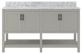 Foremost  HOGVT6122-CWR Hollis 61" Grey Vanity Cabinet with Carrara White Marble Sink Top