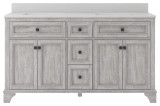 Foremost  EBGVT6122D-SWR Ellery 61" Vintage Grey Vanity Cabinet with Silver Crystal White Engineered Stone Sink Top