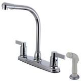 Kingston Brass FB2751NDL NuvoFusion 8-Inch Centerset Kitchen Faucet with Sprayer, Polished Chrome