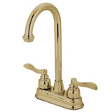 Kingston Brass KB8492NFL NuWave French 4" Centerset Two Handle Bar Faucet, Polished Brass