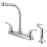 Kingston Brass FB2751YLSP Yosemite 8-Inch Centerset Kitchen Faucet with Sprayer, Polished Chrome