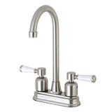 Kingston Brass Paris FB498DPL Two Handle High-Arch Spout Bar Faucet, Brushed Nickel