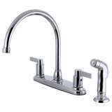 Kingston Brass FB2791NDLSP NuvoFusion 8-Inch Centerset Kitchen Faucet with Sprayer, Polished Chrome