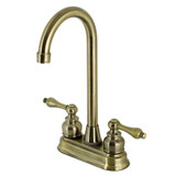 Kingston Brass KB493AL Victorian 4" Centerset Two Handle Bar Faucet, Antique Brass