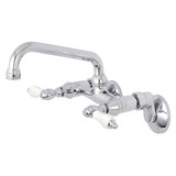 Kingston Brass KS513C Kingston Two Handle Wall Mount Kitchen Faucet, Polished Chrome