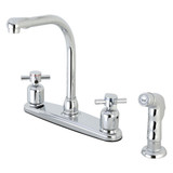 Kingston Brass FB751DXSP Concord 8-Inch Centerset Kitchen Faucet with Sprayer, Polished Chrome