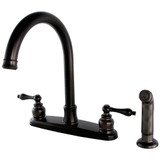 Kingston Brass FB7795ALSP Victorian 8-Inch Centerset Kitchen Faucet with Sprayer, Oil Rubbed Bronze