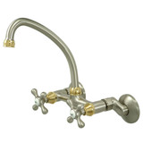 Kingston Brass KS214SNPB Kingston Two Handle Wall Mount Kitchen Faucet, Brushed Nickel/Polished Brass