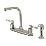 Kingston Brass FB758DLSP Concord 8-Inch Centerset Kitchen Faucet with Sprayer, Brushed Nickel