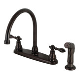 Kingston Brass KB725ACLSP American Classic Centerset Kitchen Faucet with Side Sprayer, Oil Rubbed Bronze
