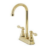Kingston Brass KB492ACL American Classic Two-Handle High-Arc Bar Faucet, Polished Brass