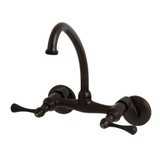 Kingston Brass KS374ORB Kingston Two Handle Wall Mount Laundry Faucet, Oil Rubbed Bronze