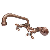 Kingston Brass KS213AC Kingston Two Handle Wall Mount Kitchen Faucet, Antique Copper