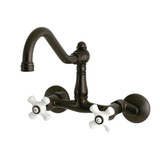 Kingston Brass KS3225PX Vintage 6" Adjustable Center Wall Mount Kitchen Faucet, Oil Rubbed Bronze
