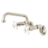 Kingston Brass KS613PN Kingston Two Handle Wall Mount Kitchen Faucet, Polished Nickel