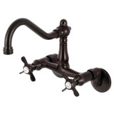 Kingston Brass KS3225BEX 6-Inch Adjustable Center Wall Mount Kitchen Faucet, Oil Rubbed Bronze