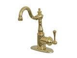 Kingston Brass KS7492BL English Vintage Single Handle Bar Faucet with Deck Plate, Polished Brass