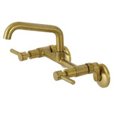 Kingston Brass KS823SB Concord Two Handle Wall-Mount Kitchen Faucet, Brushed Brass