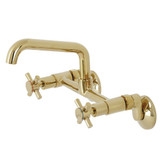 Kingston Brass KS423PB Concord Two Handle Wall-Mount Kitchen Faucet, Polished Brass