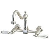 Kingston Brass KS1248WLL Wilshire Wall Mount Bridge Kitchen Faucet, Brushed Nickel