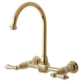 Kingston Brass KS1292AL Restoration Wall Mount Bridge Kitchen Faucet, Polished Brass