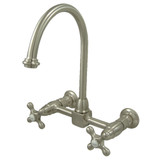 Kingston Brass KS1298AX Restoration Wall Mount Bridge Kitchen Faucet, Brushed Nickel