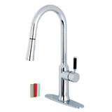 Kingston Brass Gourmetier LS2721DKL Kaiser Single Handle Pull-Down Kitchen Faucet, Polished Chrome