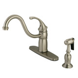 Kingston Brass KB1578GLBS Georgian 8" Centerset Kitchen Faucet with Brass Sprayer, Brushed Nickel