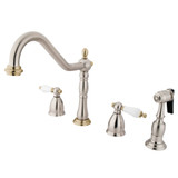 Kingston Brass KB1799PLBS Widespread Kitchen Faucet, Brushed Nickel/Polished Brass