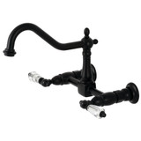 Kingston Brass KS1240WLL Wilshire Wall Mount Bridge Kitchen Faucet, Matte Black