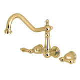 Kingston Brass KS1282AL Heritage Wall Mount Kitchen Faucet, Polished Brass