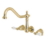 Kingston Brass KS1282PL Heritage Wall Mount Kitchen Faucet, Polished Brass