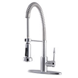 Kingston Brass Gourmetier GSY8881NKL Nustudio  Spring Spout Pull Down Spray Pre-Rinse Kitchen Faucet, Polished Chrome