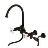 Kingston Brass KS1295PXBS Restoration Wall Mount Bridge Kitchen Faucet with Brass Sprayer, Oil Rubbed Bronze