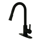 Kingston Brass Gourmetier LS8680CTL Continental Single Handle Pull-Down Kitchen Faucet, Matte Black