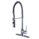 Kingston Brass Gourmetier LS8771NYL New York Spring Spout Pull Down Spray Pre-Rinse Kitchen Faucet, Polished Chrome