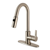 Kingston Brass Gourmetier LS8788CTL Continental Single Handle Pull-Down Kitchen Faucet, Brushed Nickel